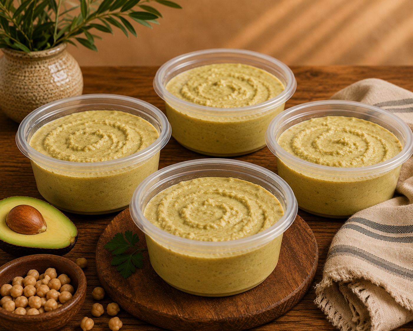 Hummus w Avocado - AVAILABLE AT FARMERS MARKET