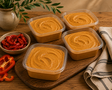 Hummus w Roasted Bell Pepper - AVAILABLE AT FARMERS MARKET