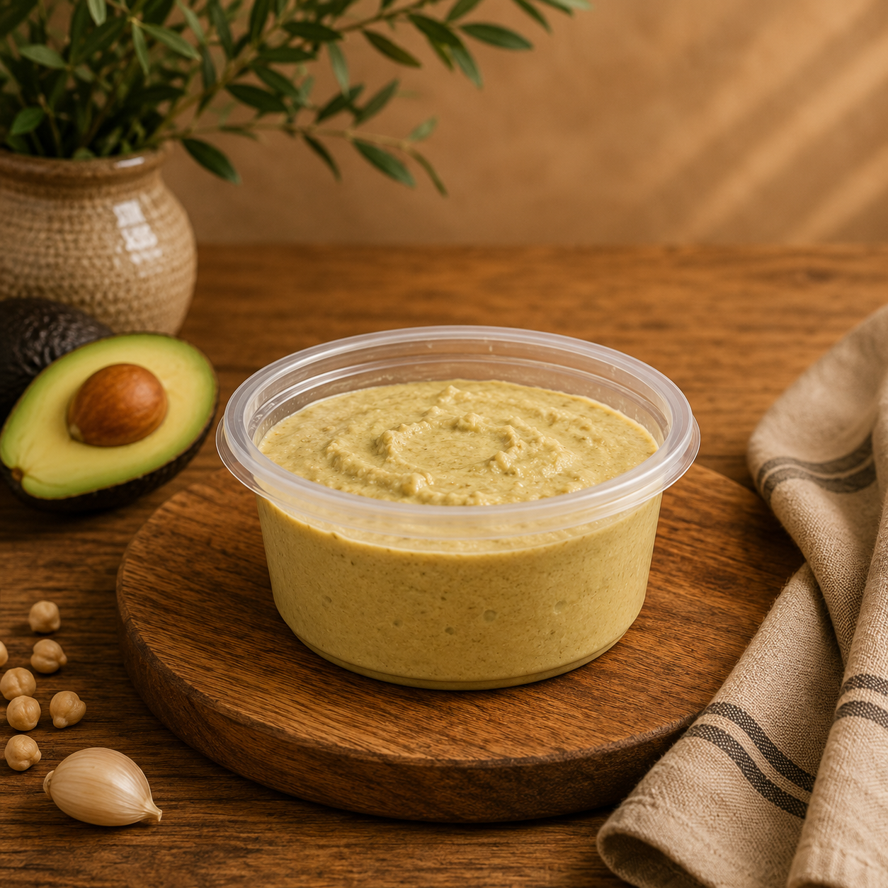Hummus w Avocado - AVAILABLE AT FARMERS MARKET