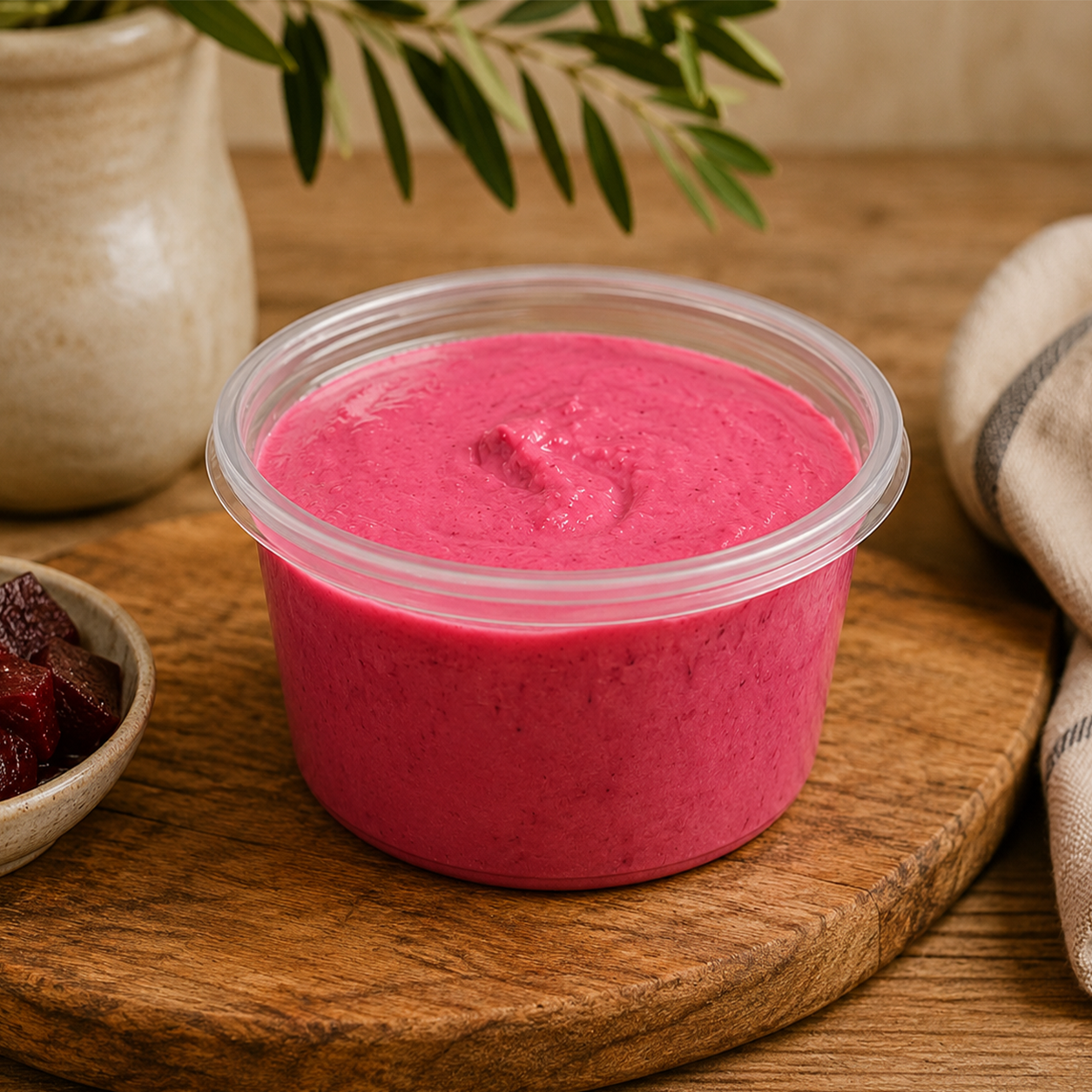 Hummus w Beets - AVAILABLE AT FARMERS MARKET