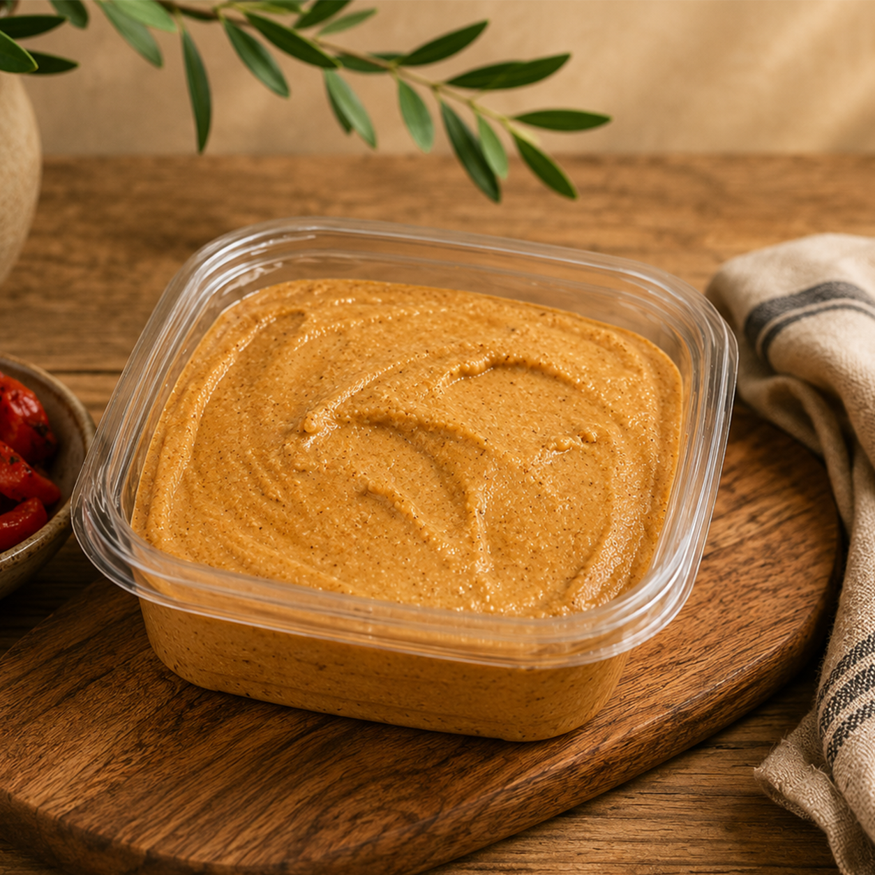 Hummus w Roasted Bell Pepper - AVAILABLE AT FARMERS MARKET
